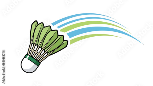 Dynamic Badminton Shuttlecock in Motion Sports Action Illustration
