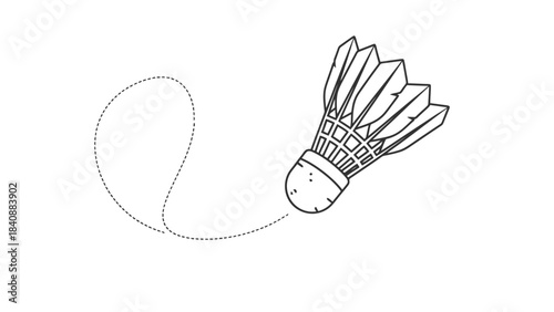 Action Shot of Badminton Shuttlecock Flying with Trajectory Line