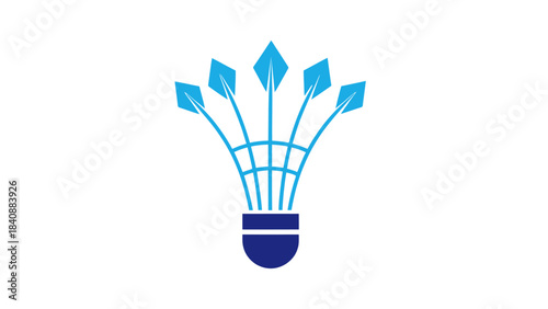 Sport Shuttlecock Icon Abstract Feather Design Badminton Symbol Vector Graphic
