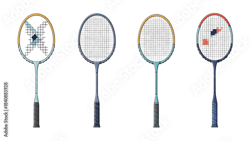 Collection of Badminton Rackets Sports Equipment for Active Lifestyle Recreation
