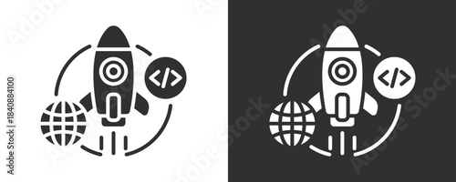 Accelerator Icon Set Vector Collection Isolated In Black And White