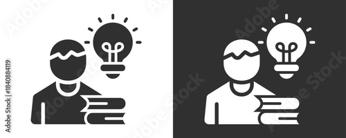 Studying Icon Set Vector Collection Isolated In Black And White