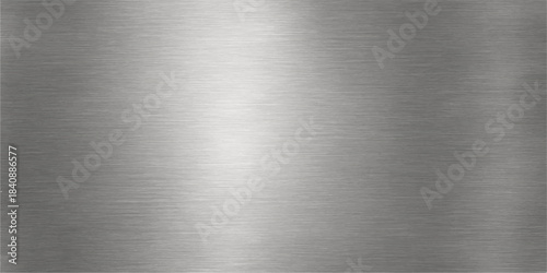 Brushed metal texture of stainless steel sheet with a shiny reflective metallic surface pattern