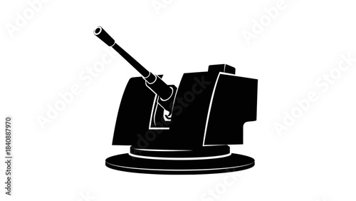 Silhouette of a Naval Ship Gun Mount.