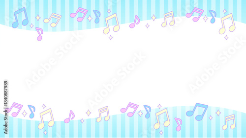 音符と水色の背景【16:9素材シリーズ】