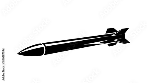 Black silhouette of a missile with fins and a pointed nose.