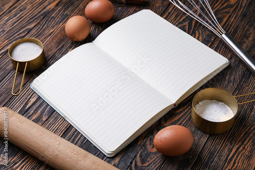 Open blank recipe notebook ...