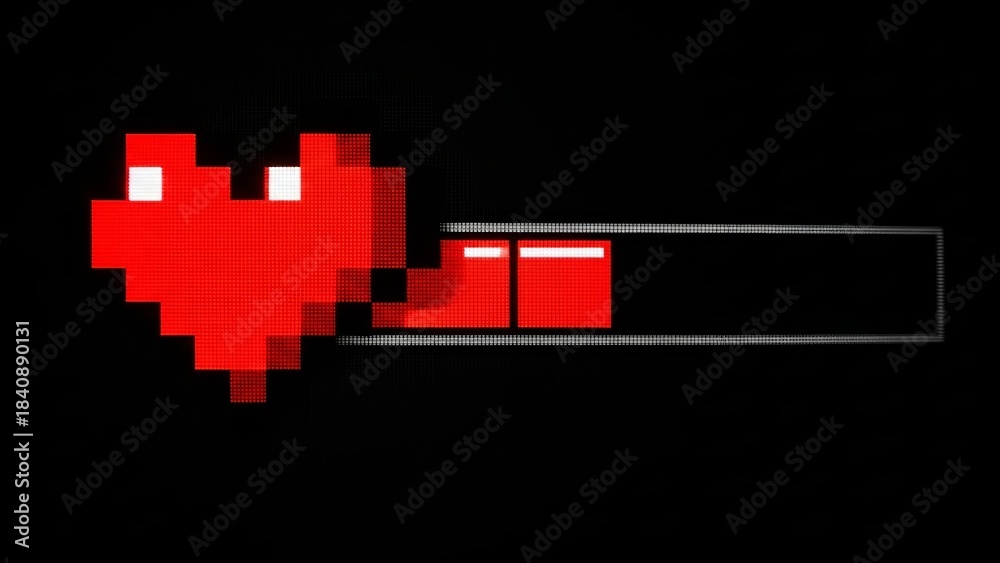 Obraz premium Pixel Art Heart Character Loading Progress Bar Animation