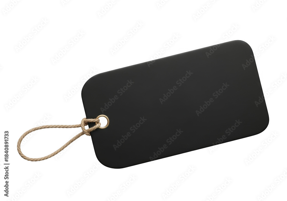 Fototapeta premium Black tag with loop isolated on transparent background