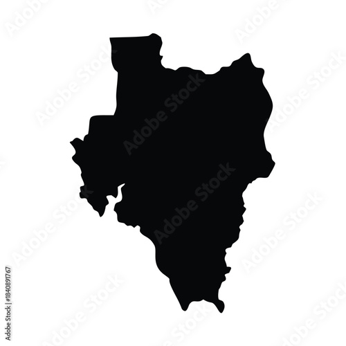 A black silhouette map outline of a geographical region on a white background.