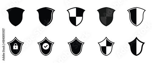 Shield icon collection. Protect shield sign. Defense protect elements. Vector illustration. EPS 10