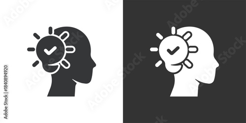 Accepted Idea in Mind icon. Solid glyph series icon