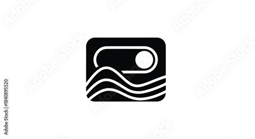 Abstract icon design features stylized waves beneath a horizontal toggle switch element.