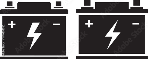 Two car batteries with lightning bolt silhouette