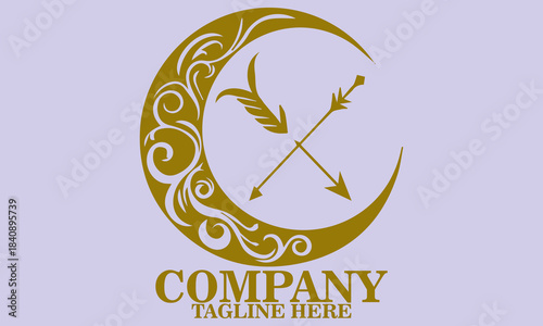 Moon Bow Vector Illustration. Moon Bow Logo Art