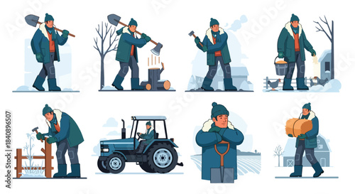 Man shopping groceries with family and delivery scenarios