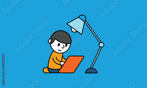 Child Reading Book at Desk