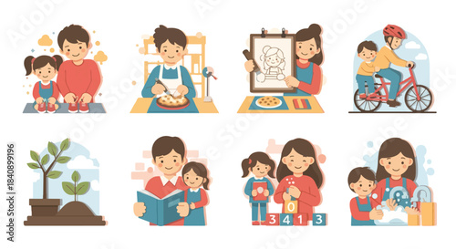 Parenting moments: cooking, reading, gardening, and playing