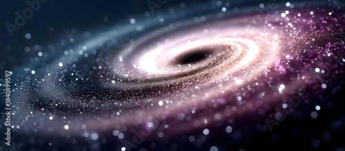 A mesmerizing view of a swirling galaxy, showcasing vibrant colors and sparkling stars in deep space.