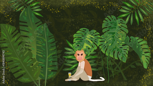 longnose proboscis in the forest 