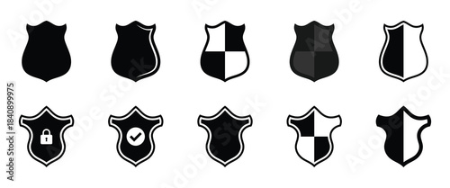Set of shield icon. Collection of security shield icons. Protect shield security line icons. Vector illustration. EPS 10
