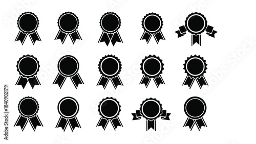 Set of black award ribbons on white background