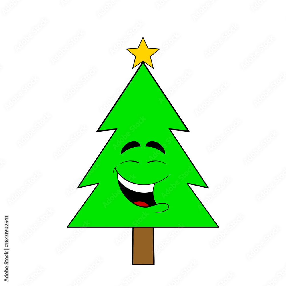 Fototapeta premium Laughing green Christmas tree clip art