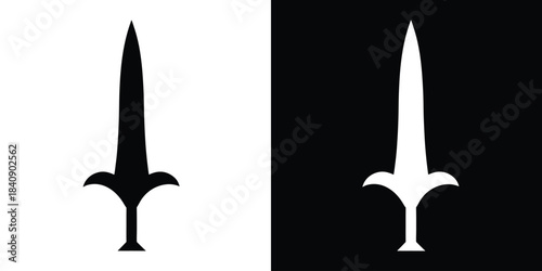 sword silhouette vector illustration, medieval sword weapon black silhouette, dagger icon