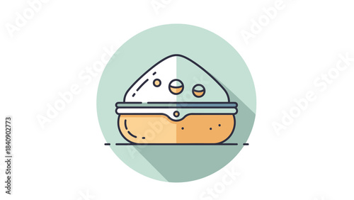 Minimalist powder puff in a container icon for cosmetic or beauty product design