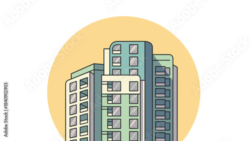 Vector Illustration of City Buildings A Minimalist Urban Scene with Pastel Colors and Clean Lines