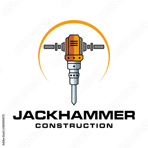 Jackhammer Construction Tool Logo Design.