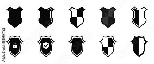 Security shield vector icon set, Security shield symbol, badge icon. Perfect for web and app interfaces, presentations, info graphics.