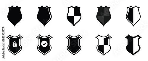 Shield with lock icon. Privacy secure sign vector illustration. Badge quality symbol, sign on white  background