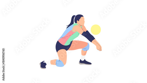 Athlete Playing Volleyball Defensive Pose Ready to Receive Ball