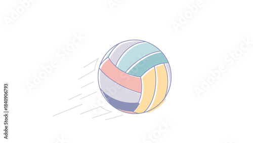 Dynamic Volleyball in Motion Mid Air Sport Action Illustration