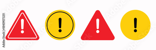 Warning danger icon. Caution alarm sign set.  Basic vector symbol illustration. 