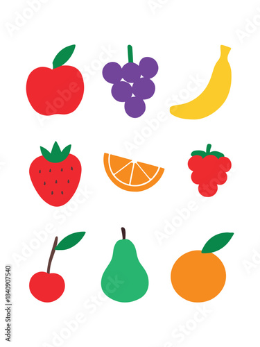 simple flat fruit shapes collections