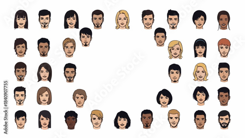 Diverse Group of People Faces Representing Community and Connection.