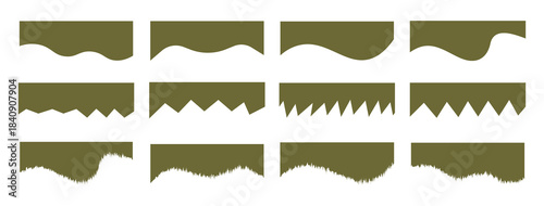 Set of Template Dividers Shapes for Website. Curve lines, wave collection of abstract design element for top and bottom page website.  