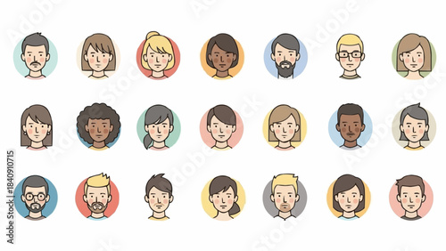 Diverse group of people avatar collection showcasing various ethnicities and genders.
