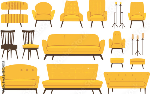 Stylish Furniture Collection: A collection of meticulously crafted, stylish yellow furniture pieces, showcasing the latest trends in interior design and home decor. 
