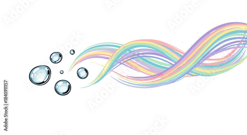 Water drop and flowing pastel wave elements with soft gradients for refreshing clean decorative design concepts