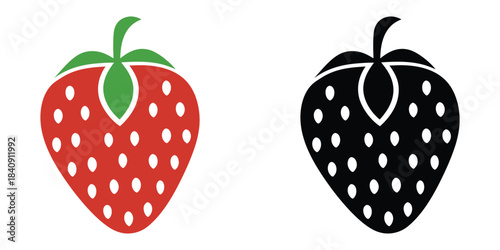Strawberry vector illustration, Garden strawberry fruit vector icon, Red strawberry. strawberry silhouette