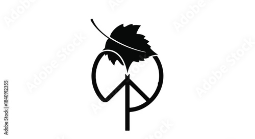 Stylized leaf forms a peaceful symbol, representing harmony and nature.