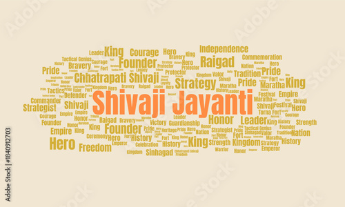 Word Cloud Illustration of Shivaji Jayanti Celebration of Historical Figure