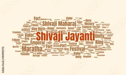 Word Cloud Illustration of Shivaji Jayanti Celebration of Historical Figure