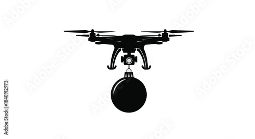 Drone carrying a bomb, symbolizing aerial surveillance and threat
