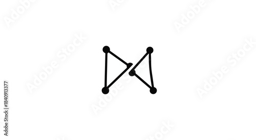 Abstract geometric connection symbol with clean lines on white background