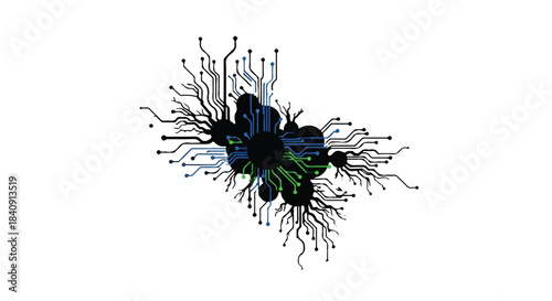 Abstract digital network connections forming a complex web on a white background