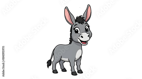 Cute Smiling Cartoon Donkey Character Vector Illustration